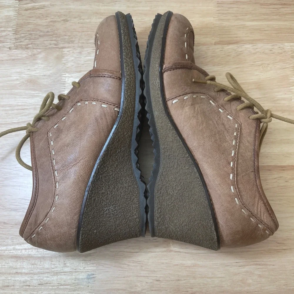 Naturalizer Dolan Wedge Lace Up‎ Oxford Shoes Brown Leather Women Size 7.5